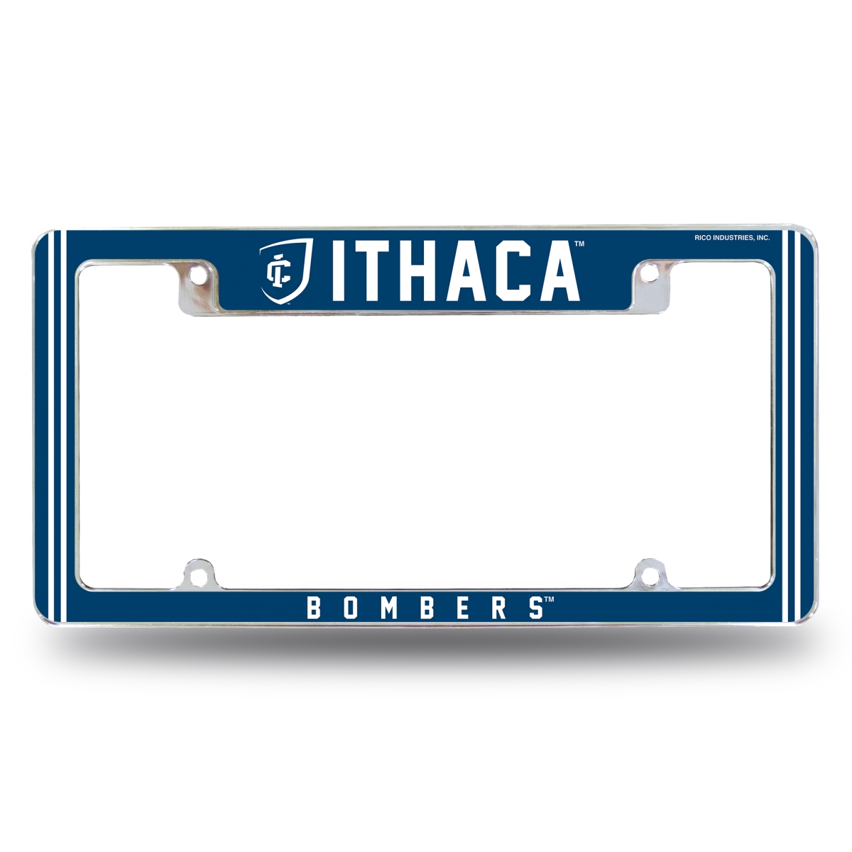 AFC272501T NCAA Ithaca Bombers All Over Chrome License Plate Frame, 12 x 6 in.