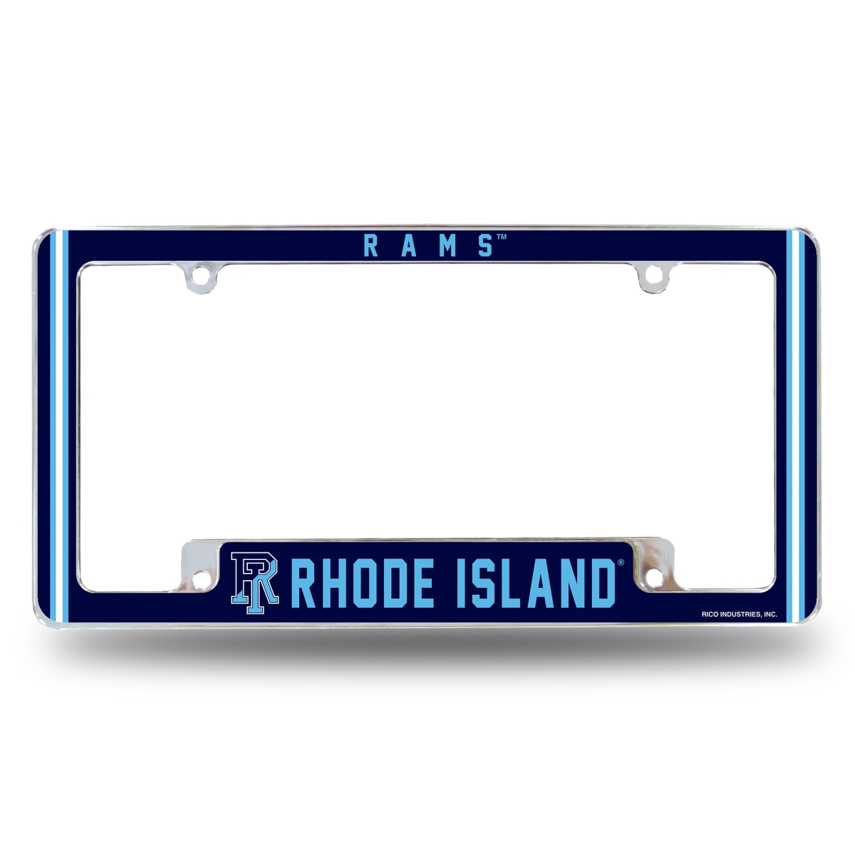 AFC213301B NCAA Rhode Island Rams All Over Chrome License Plate Frame, 12 x 6 in.