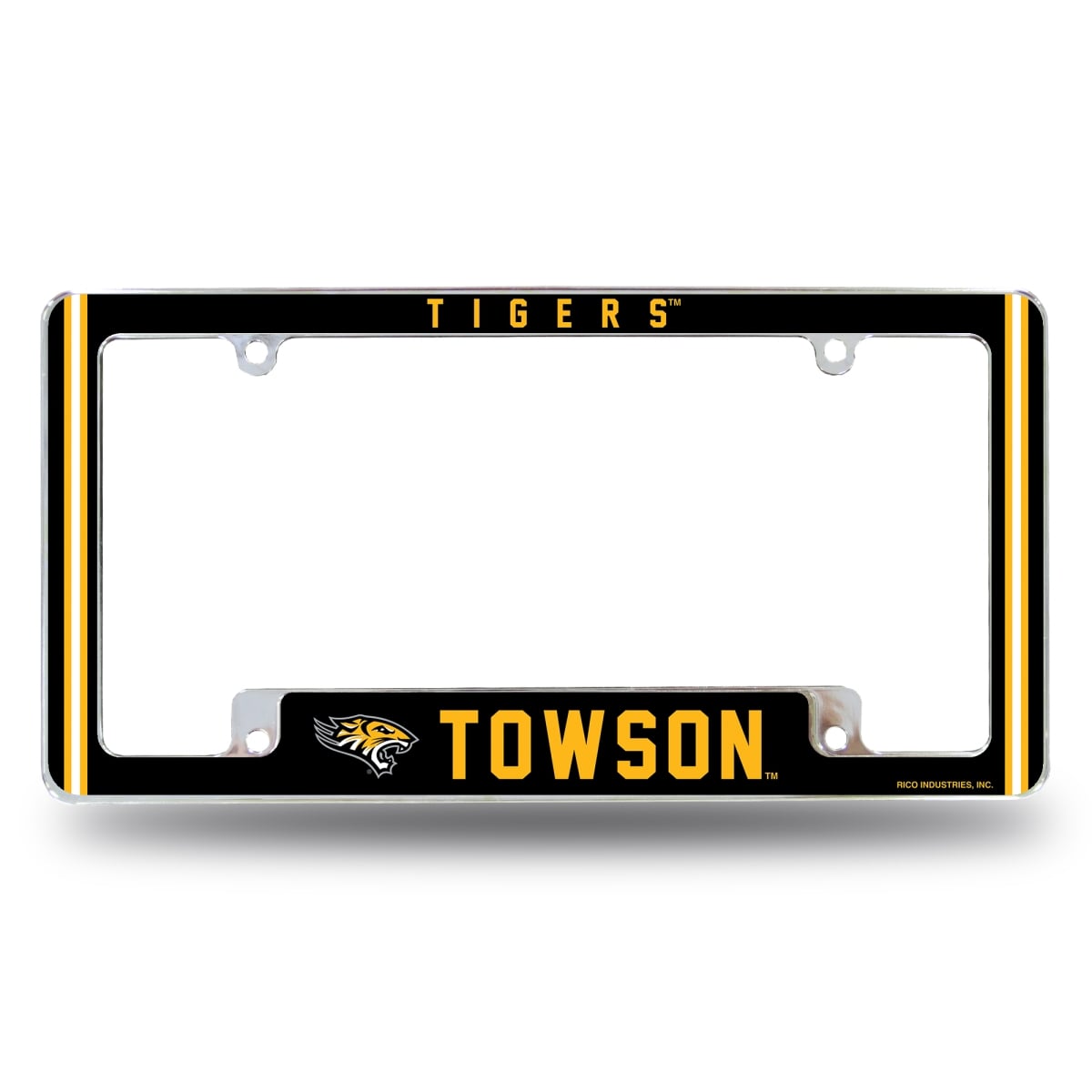AFC320701B NCAA Towson Tigers All Over Chrome License Plate Frame, 12 x 6 in.