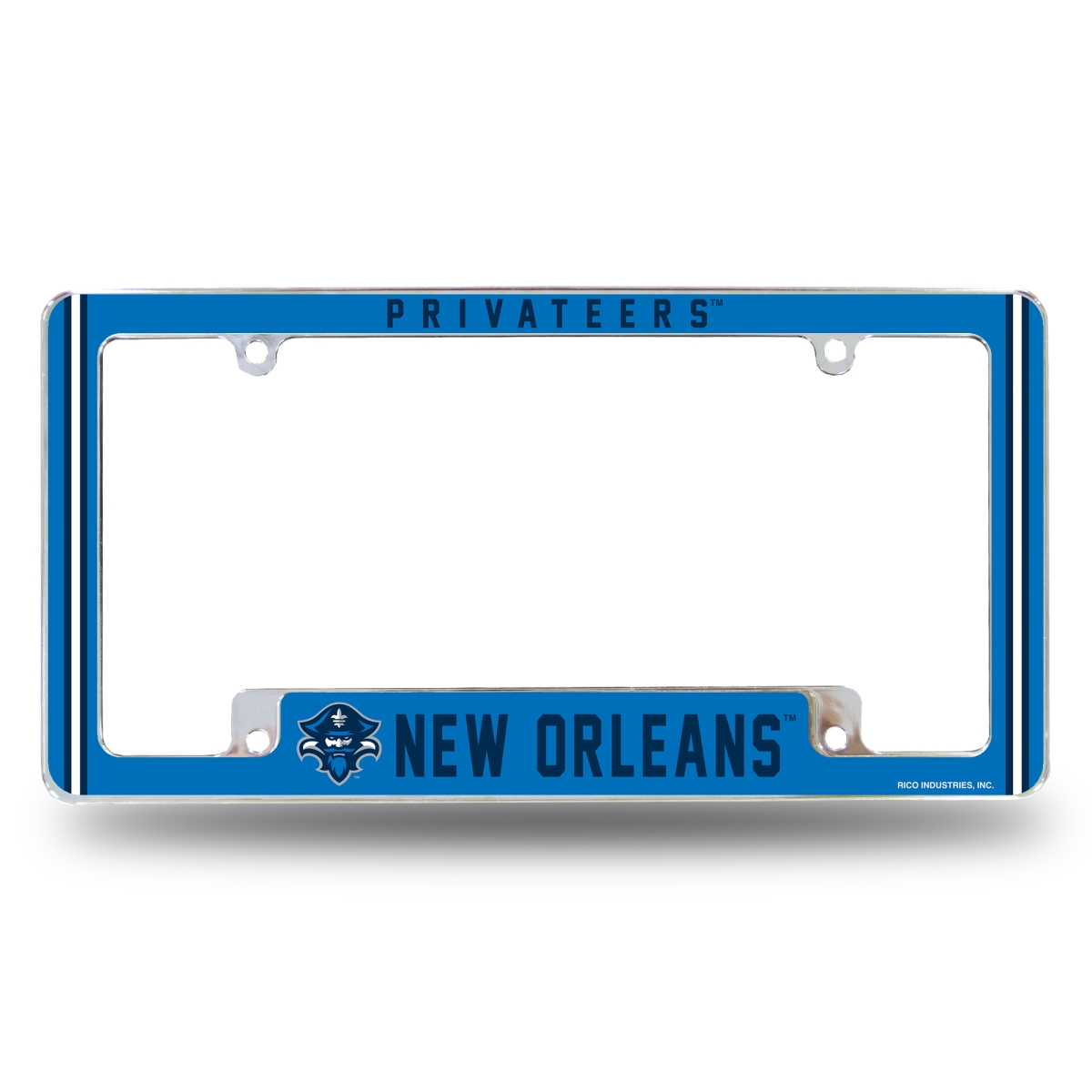 AFC171201B NCAA Orleans Privateers All Over Chrome License Plate Frame, 12 x 6 in.