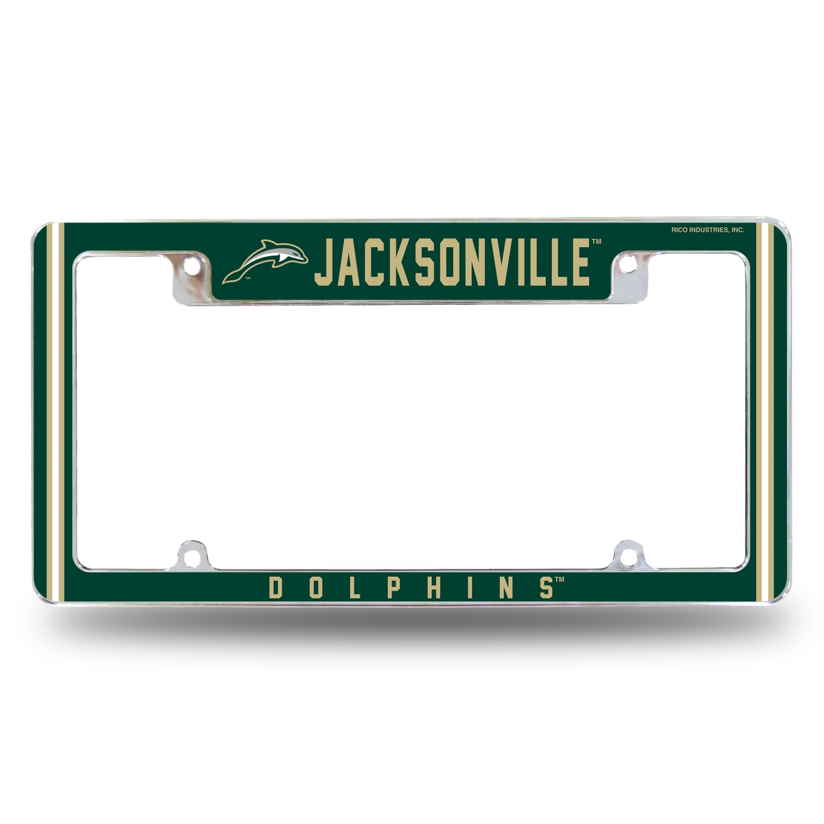 AFC101501T NCAA Jacksonville Dolphins All Over Chrome License Plate Frame, 12 x 6 in.