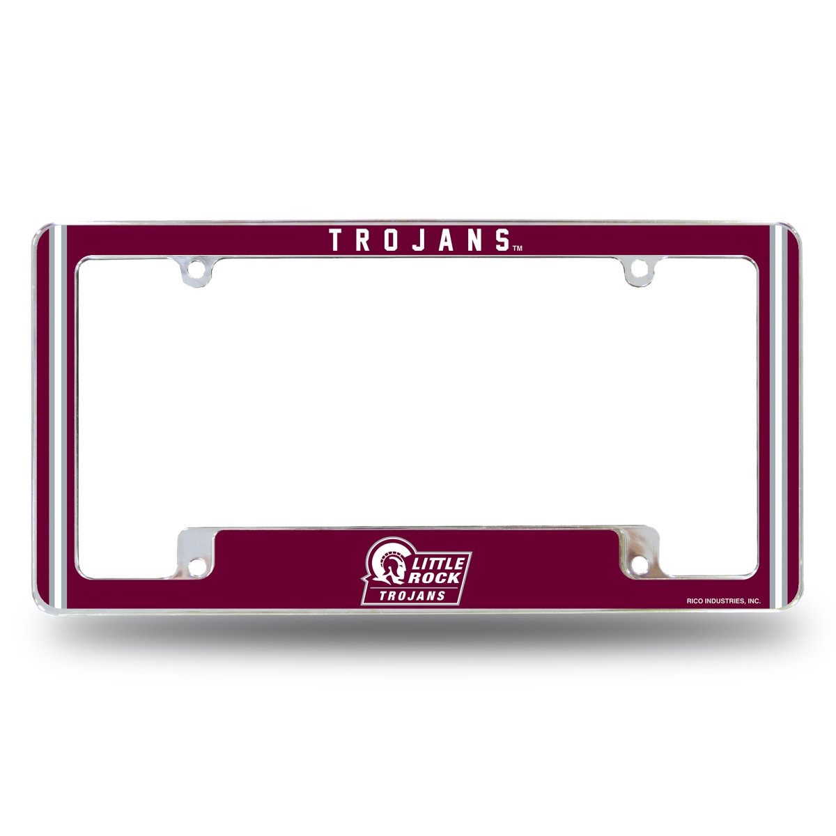 AFC360701B NCAA Arkansas Little Rock Trojans All Over Chrome License Plate Frame, 12 x 6 in.