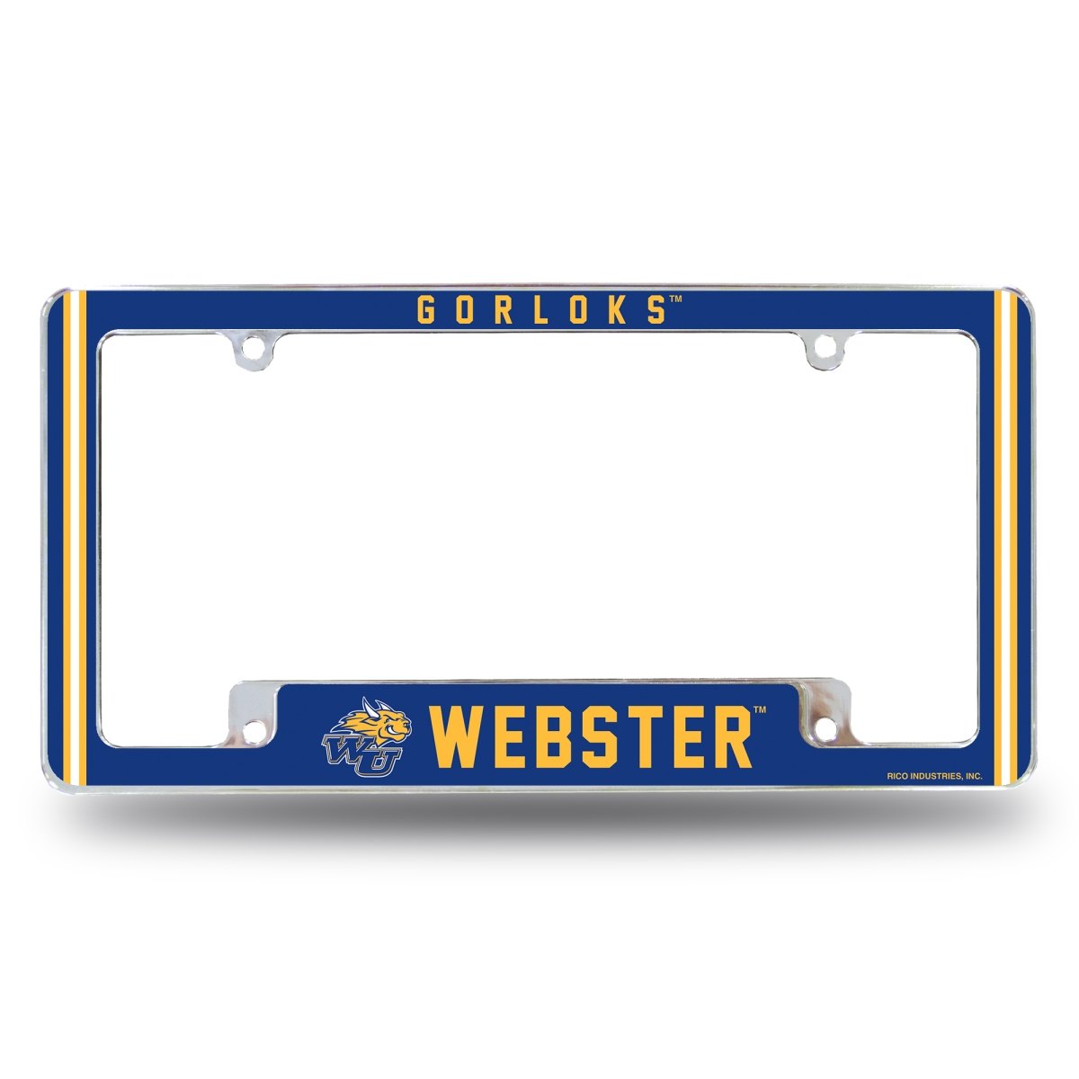 AFC391301B NCAA Webster Gorloks All Over Chrome License Plate Frame, 12 x 6 in.