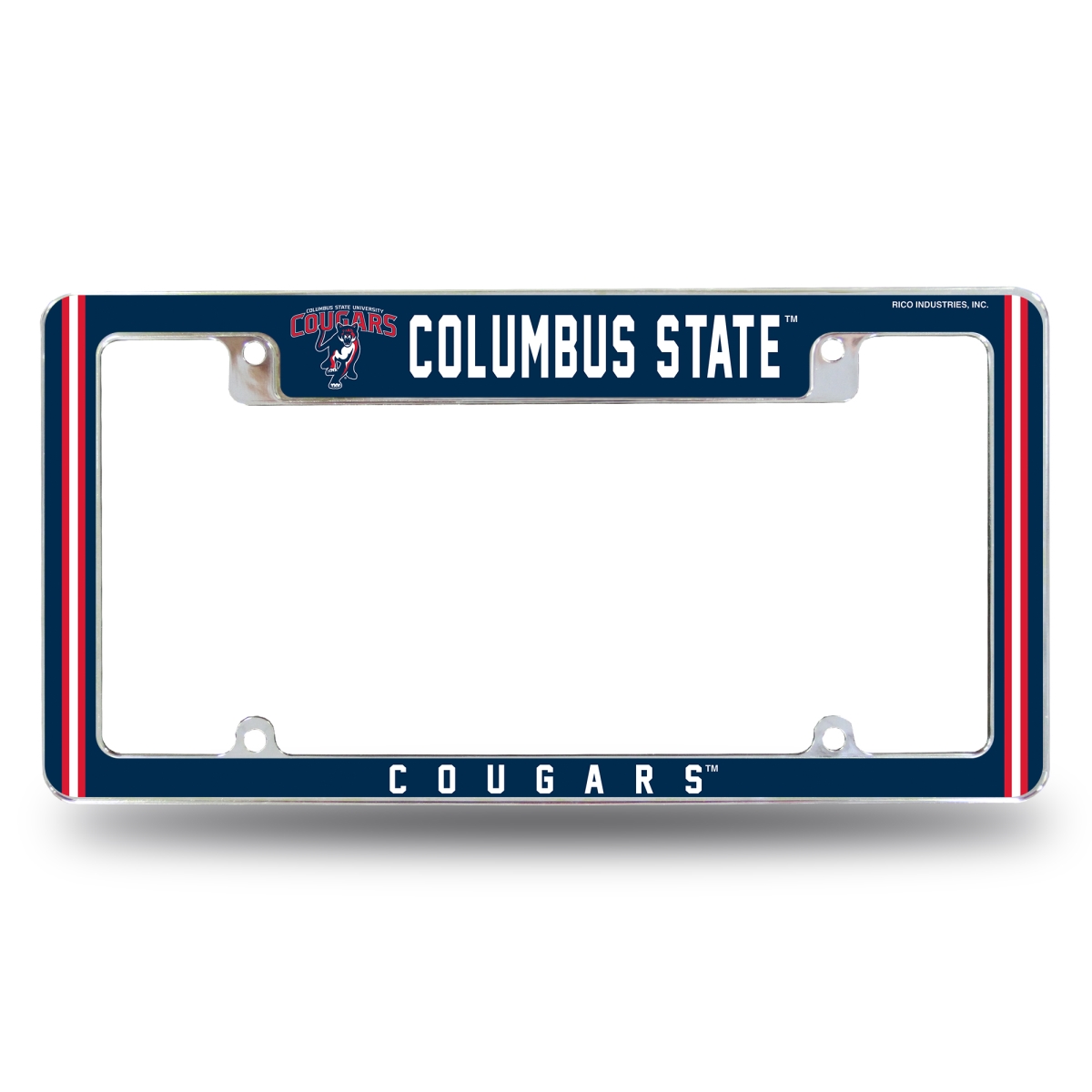 AFC111001T NCAA Columbus State Cougars All Over Chrome License Plate Frame, 12 x 6 in.