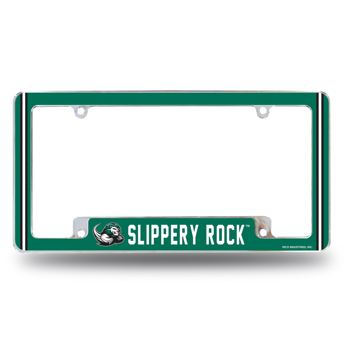 AFC212301B NCAA Slippery Rock The Rock All Over Chrome License Plate Frame, 12 x 6 in.