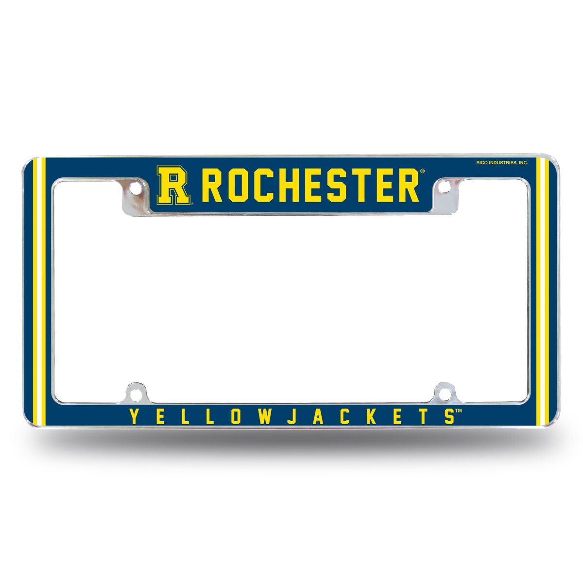 AFC274001T NCAA Rochester Yellowjackets All Over Chrome License Plate Frame, 12 x 6 in.