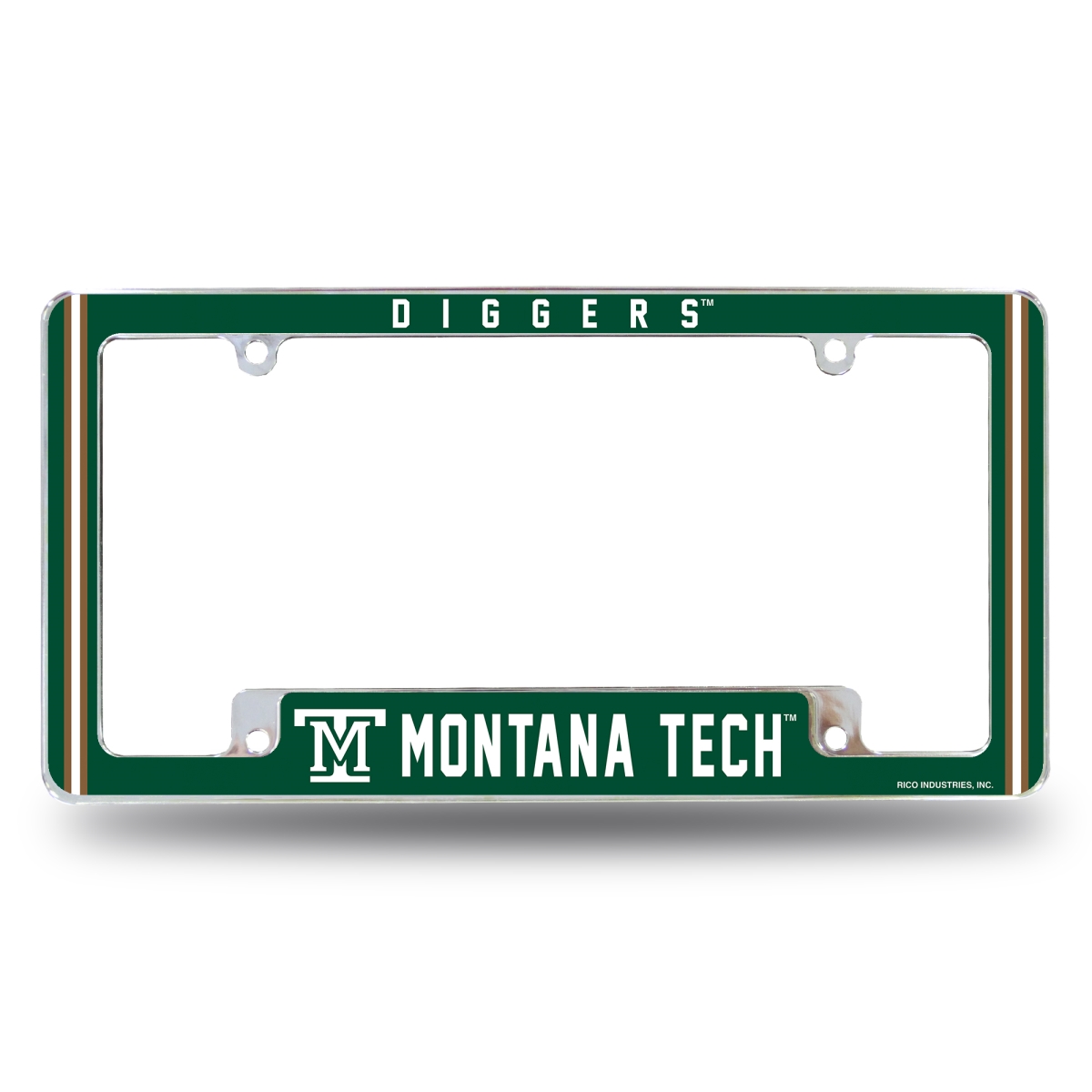 AFC490901B NCAA Montana Tech Orediggers All Over Chrome License Plate Frame, 12 x 6 in.