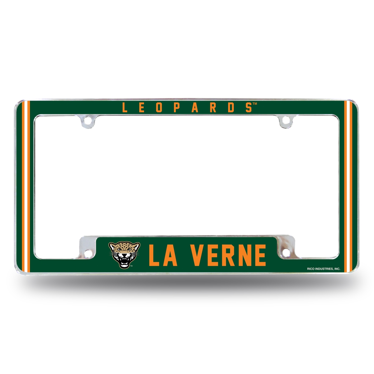 AFC294301B NCAA La Verne Leopards All Over Chrome License Plate Frame, 12 x 6 in.