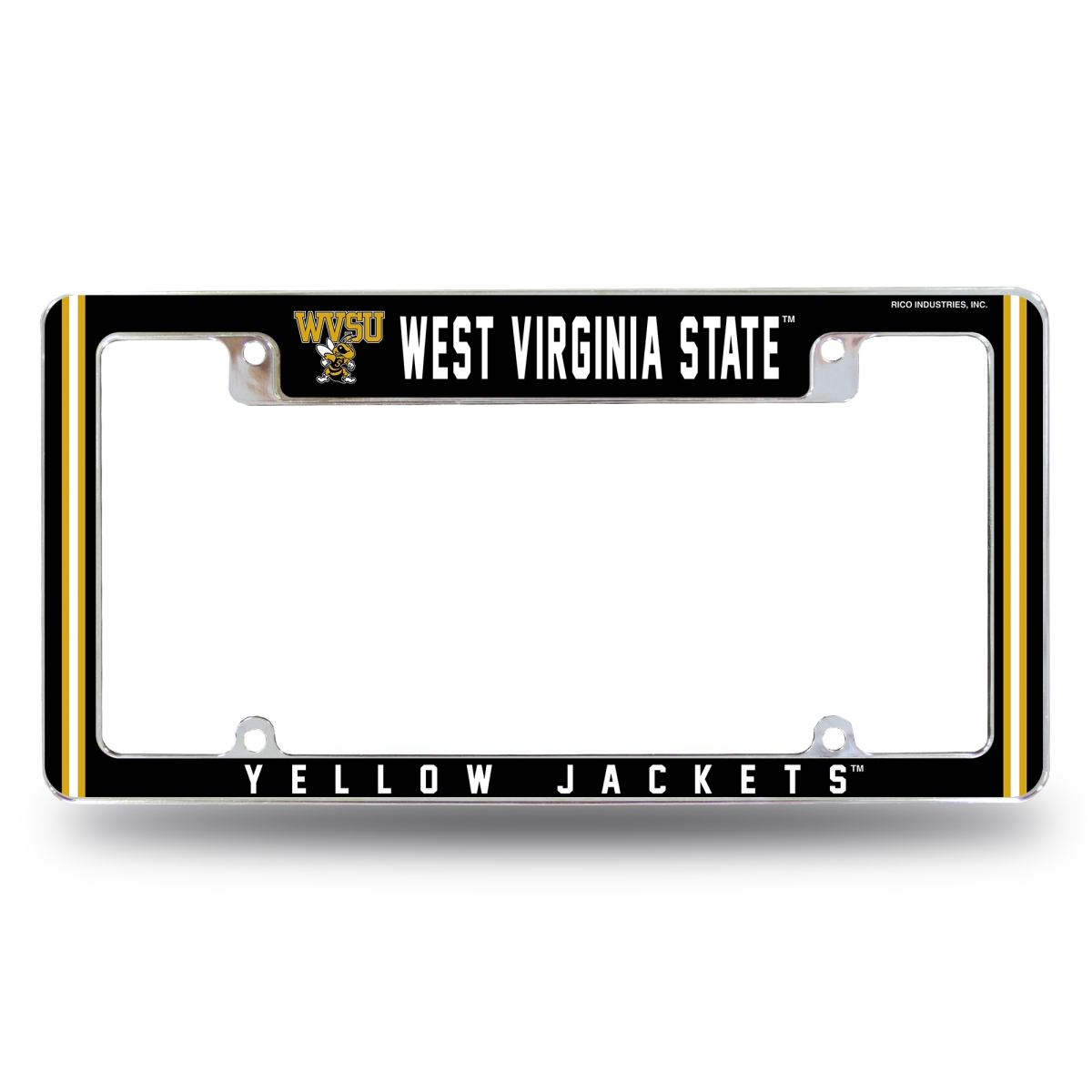 AFC280401T NCAA West Virginia State Yellow Jackets All Over Chrome License Plate Frame, 12 x 6 in.
