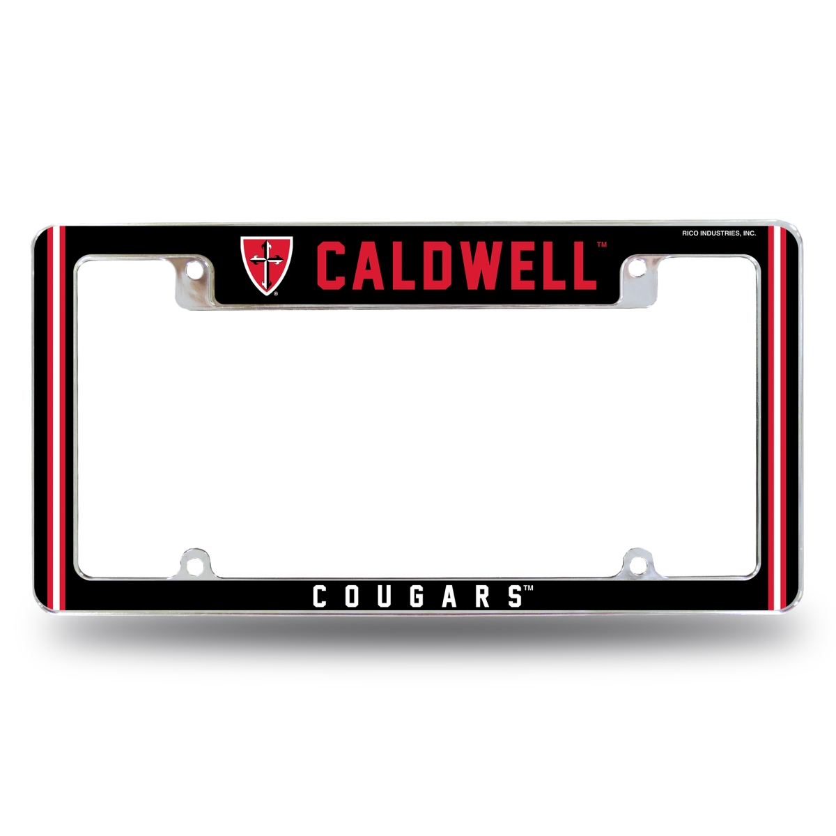 AFC272201T NCAA Caldwell CC & Tech Cobras All Over Chrome License Plate Frame, 12 x 6 in.