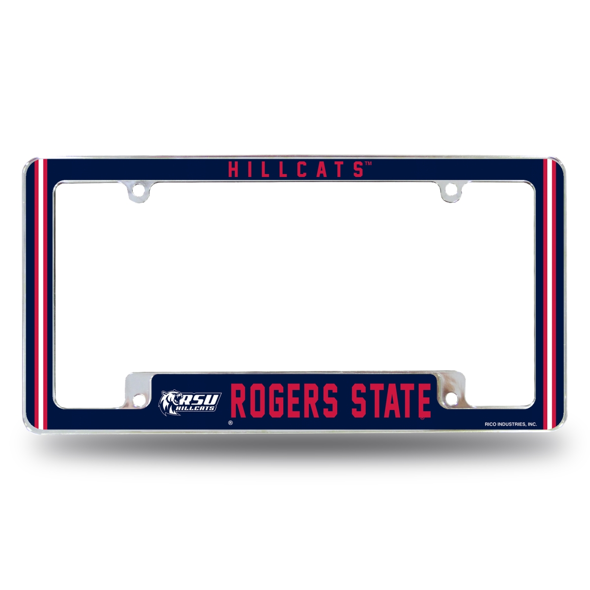 AFC231201B NCAA Rogers State Hillcats All Over Chrome License Plate Frame, 12 x 6 in.