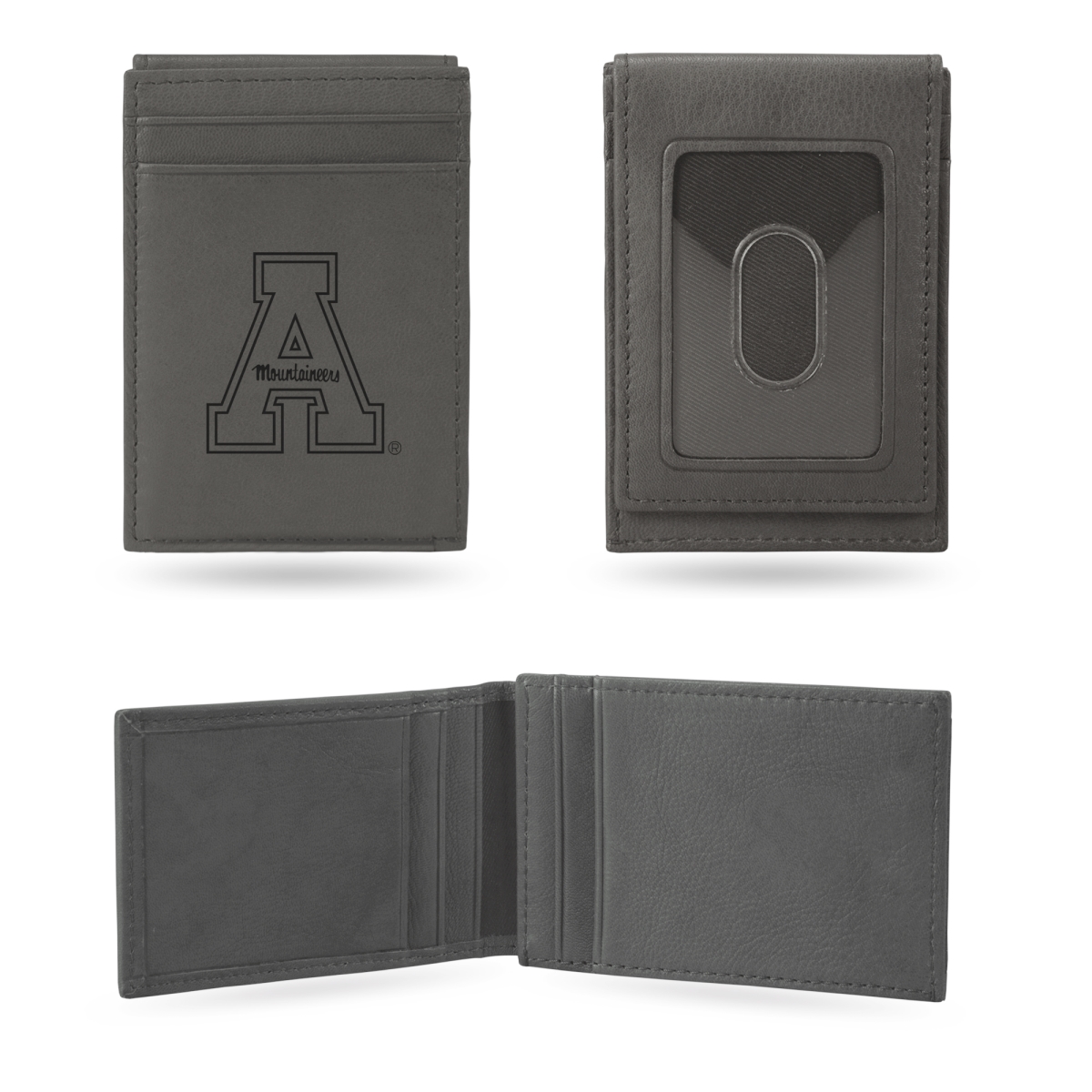 LEFPW130501GY NCAA Appalachian State Mountaineers Gray Laser Engraved Front Pocket Wallet