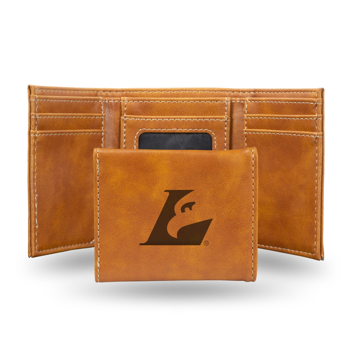 LETRI450201BR NCAA Wisconsin-La Crosse Eagles Brown Laser Engraved Tri-Fold Wallet
