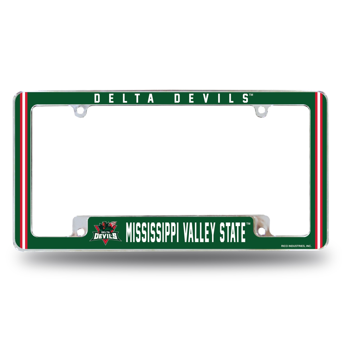 AFC160601B NCAA Mississippi Valley State Delta Devils All Over Chrome License Plate Frame, 12 x 6 in.