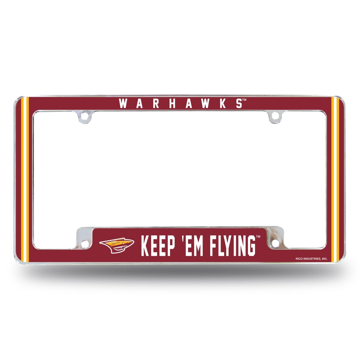 AFC171101B NCAA Louisiana Monroe Warhawks All Over Chrome License Plate Frame, 12 x 6 in.