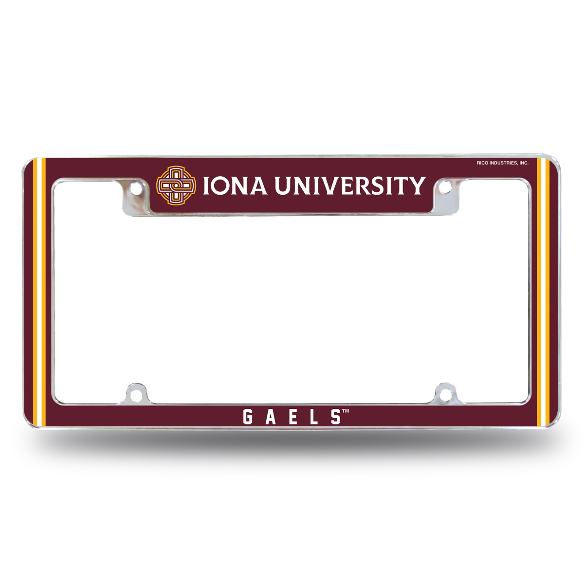 AFC273301T NCAA Iona Gaels All Over Chrome License Plate Frame, 12 x 6 in.