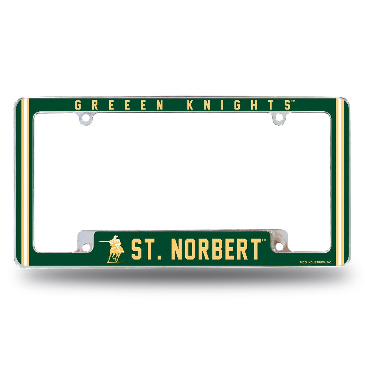 AFC451401B NCAA St. Norbert Green Knights All Over Chrome License Plate Frame, 12 x 6 in.