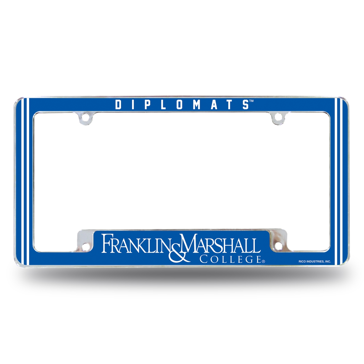 AFC212701B NCAA Franklin & Marshall Diplomats All Over Chrome License Plate Frame, 12 x 6 in.