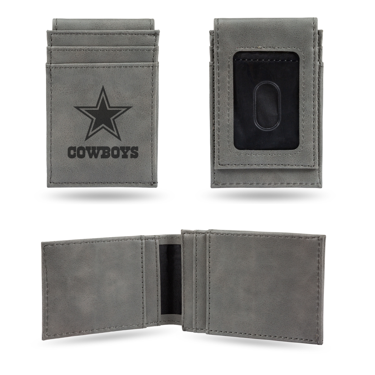 Picture of Rico Industries LEFPW1801GY NFL Football Dallas Cowboys Gray Laser Engraved Front Pocket Wallet