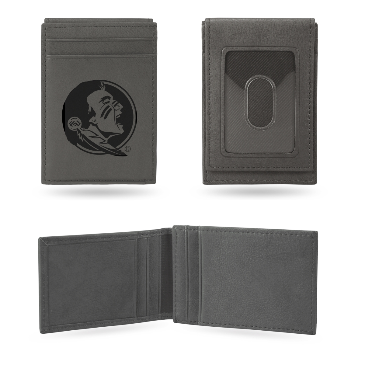 LEFPW100201GY NCAA Florida State Seminoles Gray Laser Engraved Front Pocket Wallet