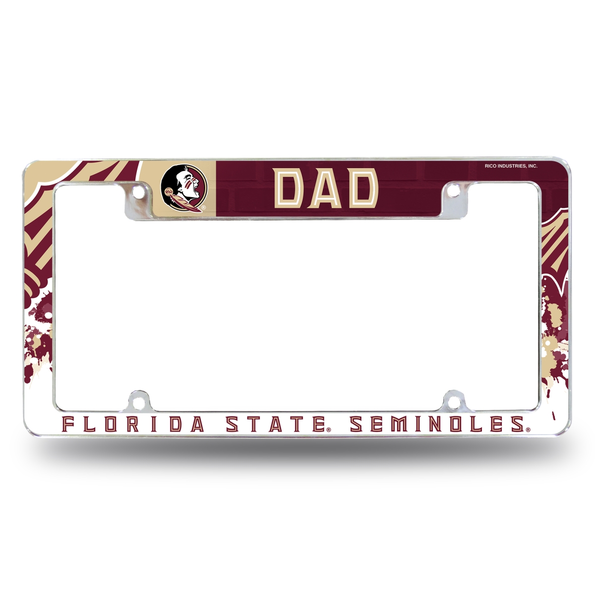 AFCD115249CT NCAA Florida State Seminoles Dad All Over Chrome License Plate Frame, 12 x 6 in.
