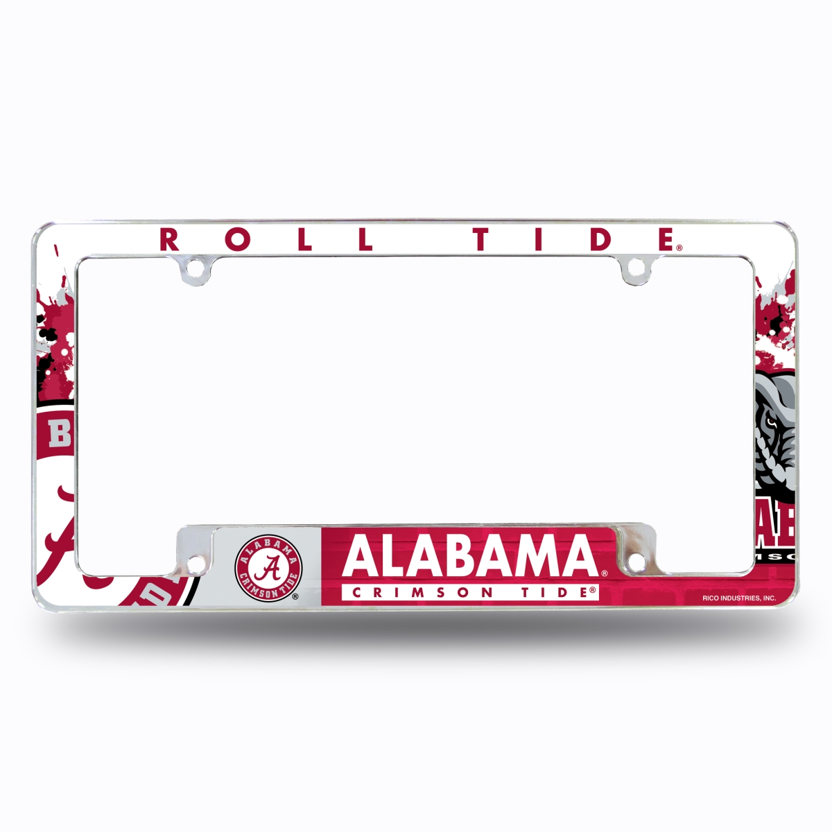 AFC150101B NCAA Alabama Crimson Tide Primary All Over Chrome License Plate Frame, 12 x 6 in.