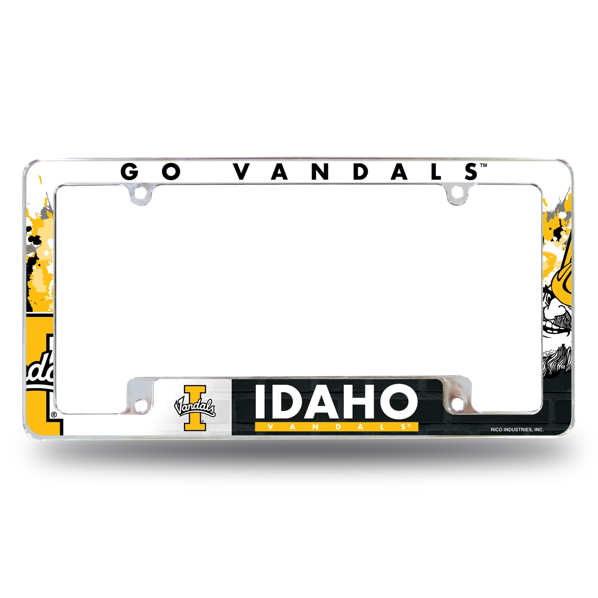 AFC560101B NCAA Idaho Vandals Primary All Over Chrome License Plate Frame, 12 x 6 in.