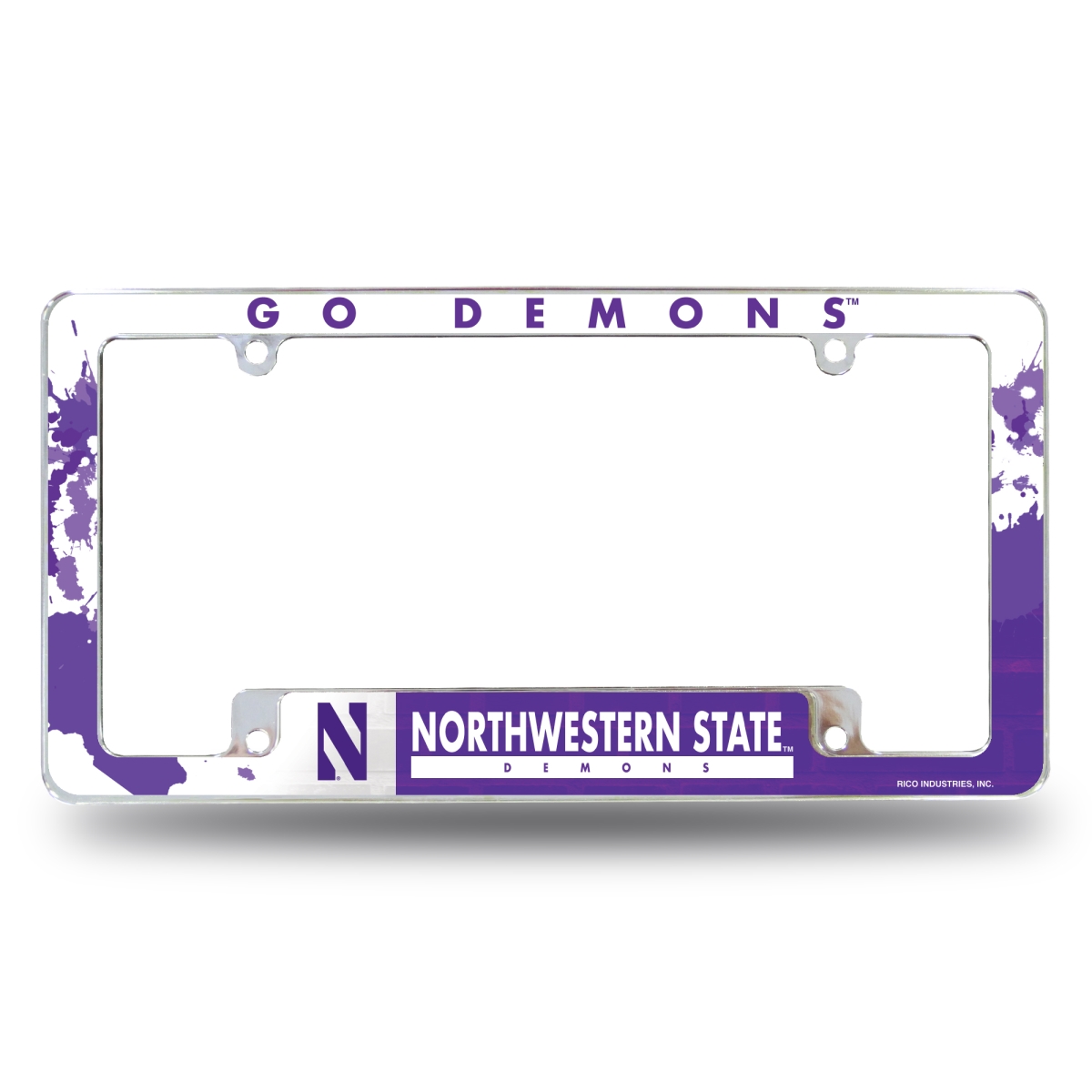 AFC170902B NCAA Northwestern State Demons Standard All Over Chrome License Plate Frame, 12 x 6 in.