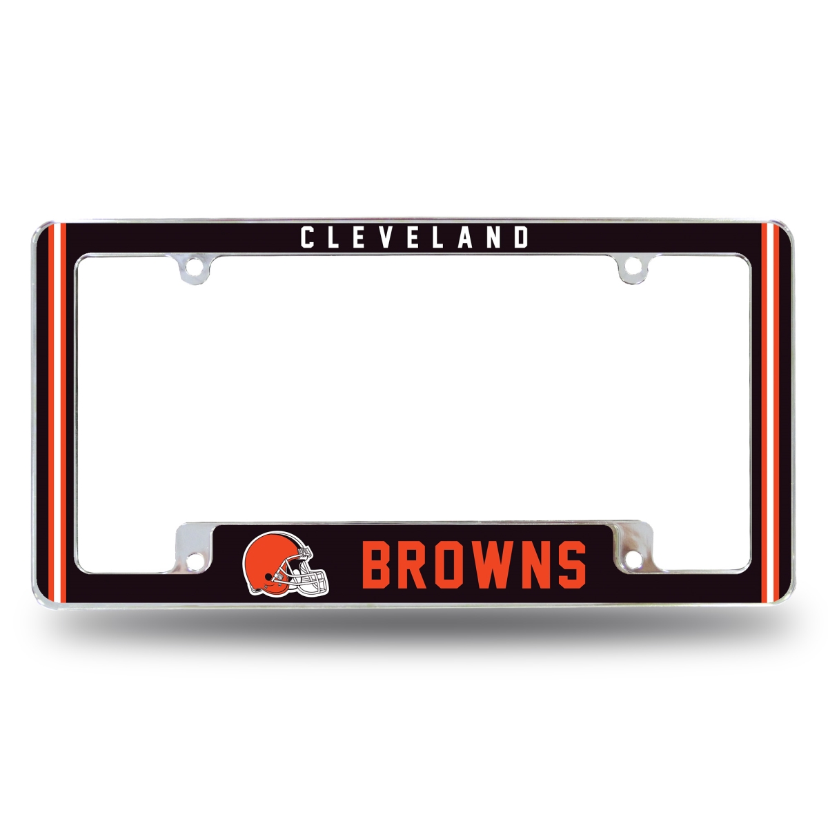 AFC2811B NFL Football Cleveland Browns Classic All Over Chrome License Plate Frame, 12 x 6 in.