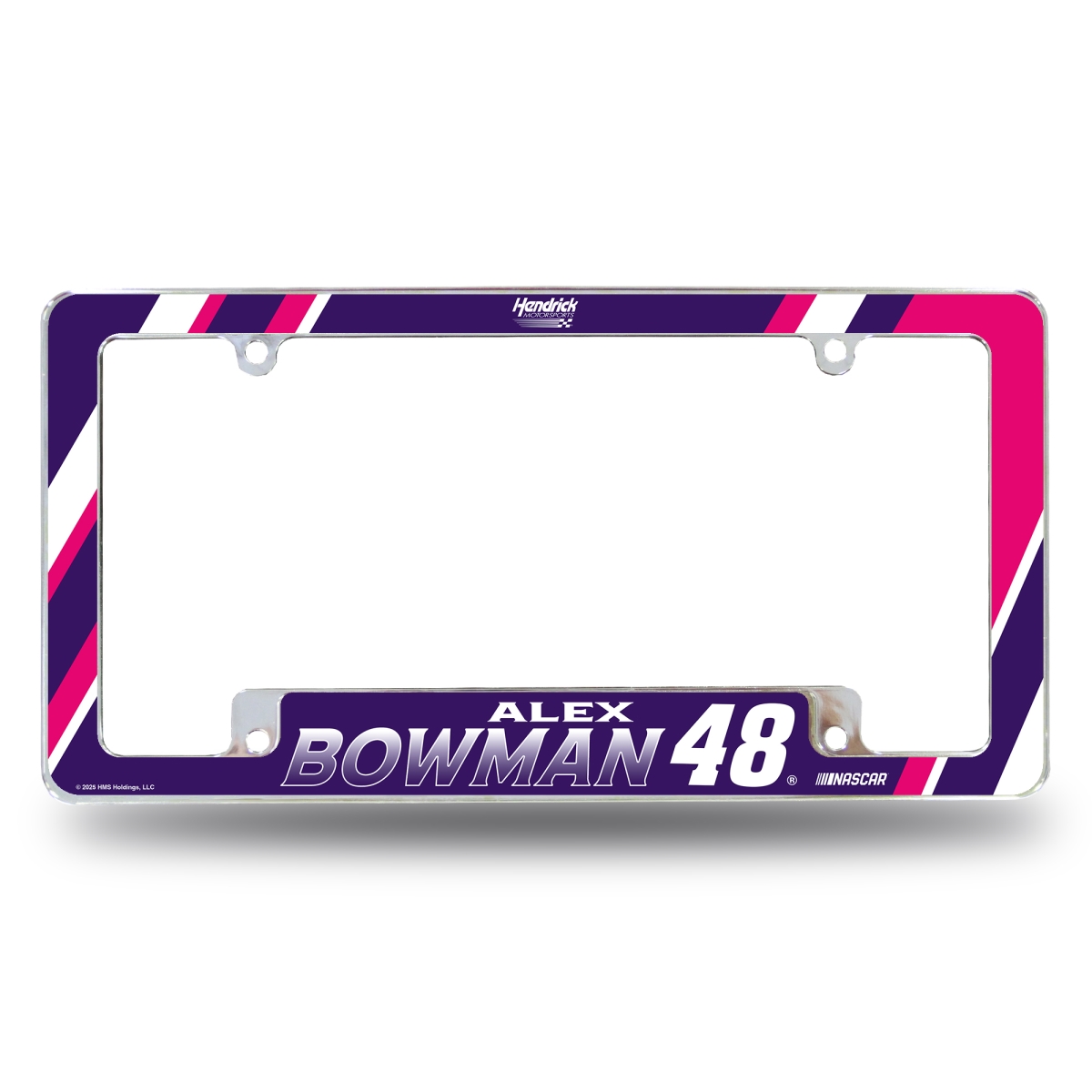 Picture of Rico Industries AFCALEXBOWM01B 12 x 6 in. NASCAR Racing Alex Bowman with All Over Automotive License Plate Frame - Chrome