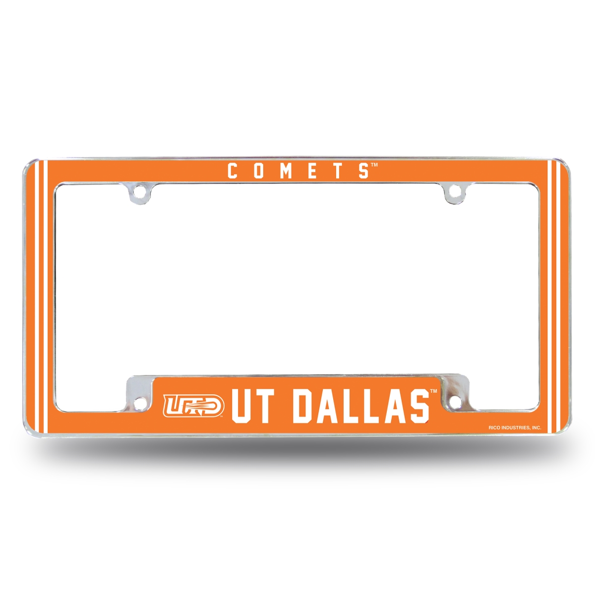 AFC262801B NCAA Texas-Dallas Comets All Over Chrome License Plate Frame, 12 x 6 in.