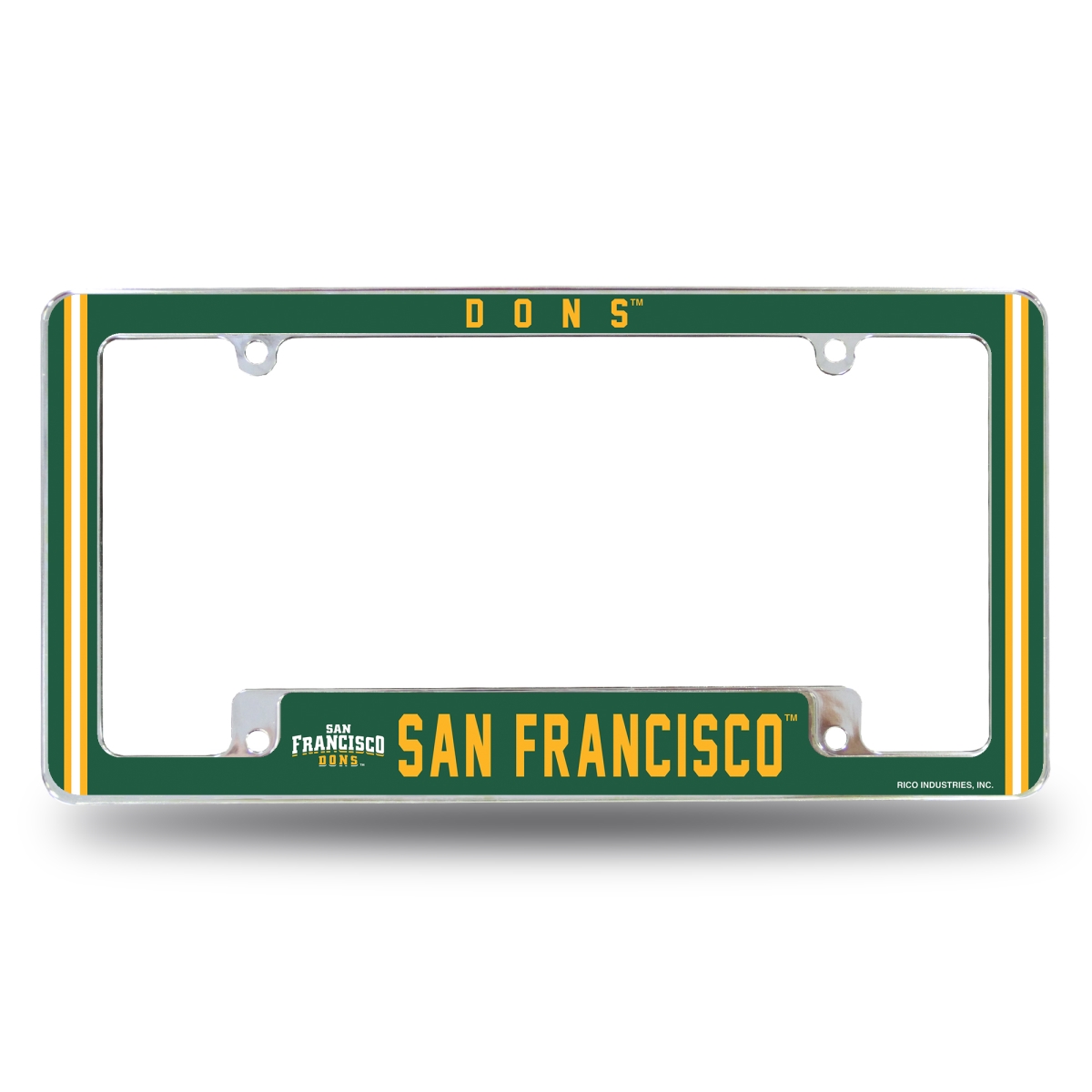 AFC292001B NCAA San Francisco Dons All Over Chrome License Plate Frame, 12 x 6 in.