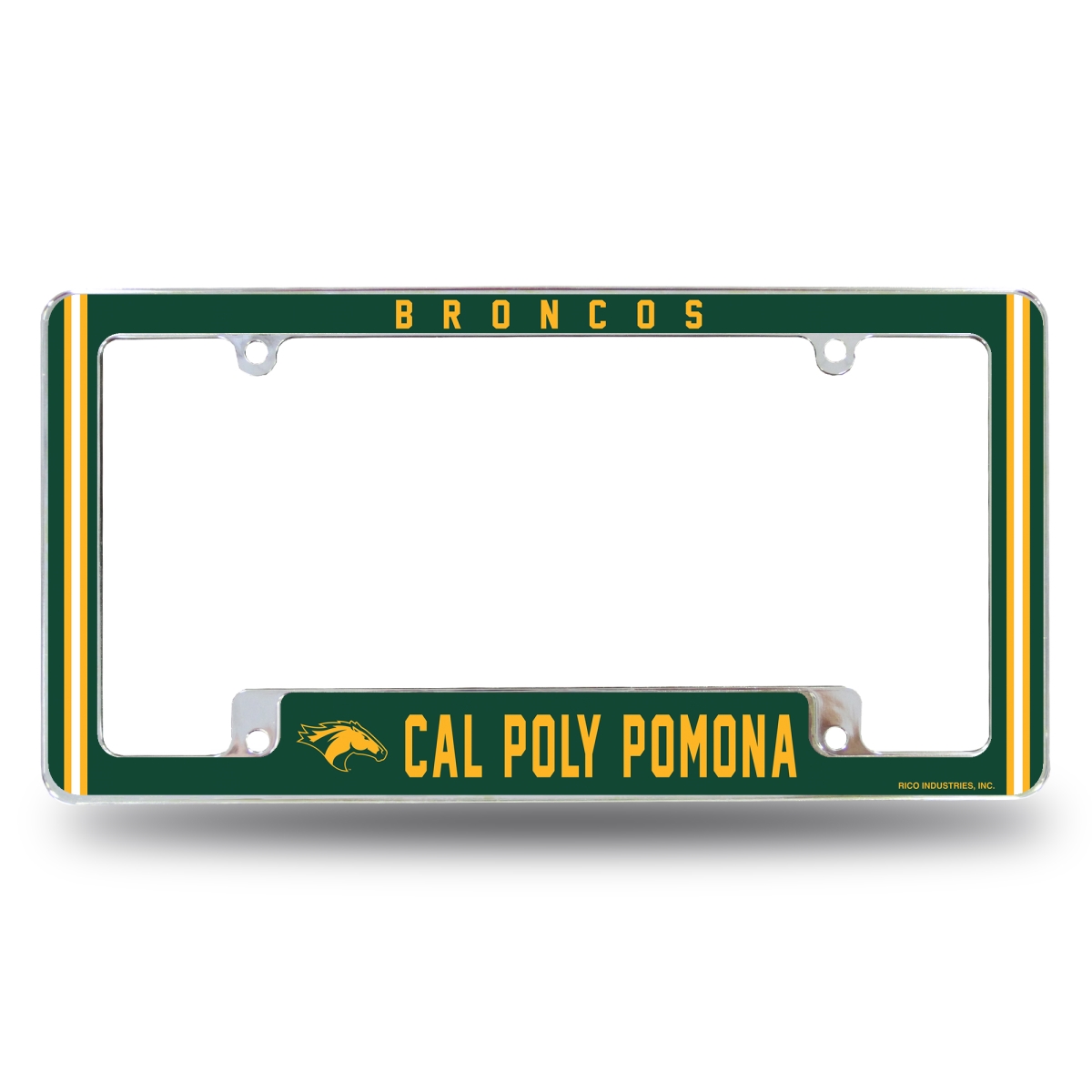 AFC292401B NCAA Cal Poly Pomona Broncos All Over Chrome License Plate Frame, 12 x 6 in.
