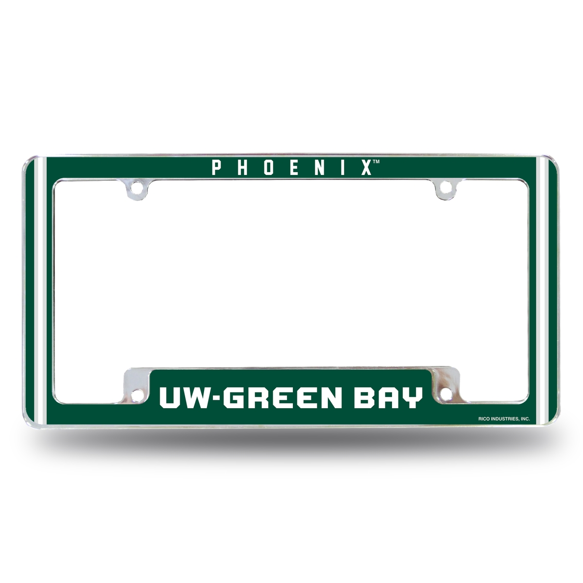 AFC451301B NCAA Wisconsin Green Bay Phoenix All Over Chrome License Plate Frame, 12 x 6 in.