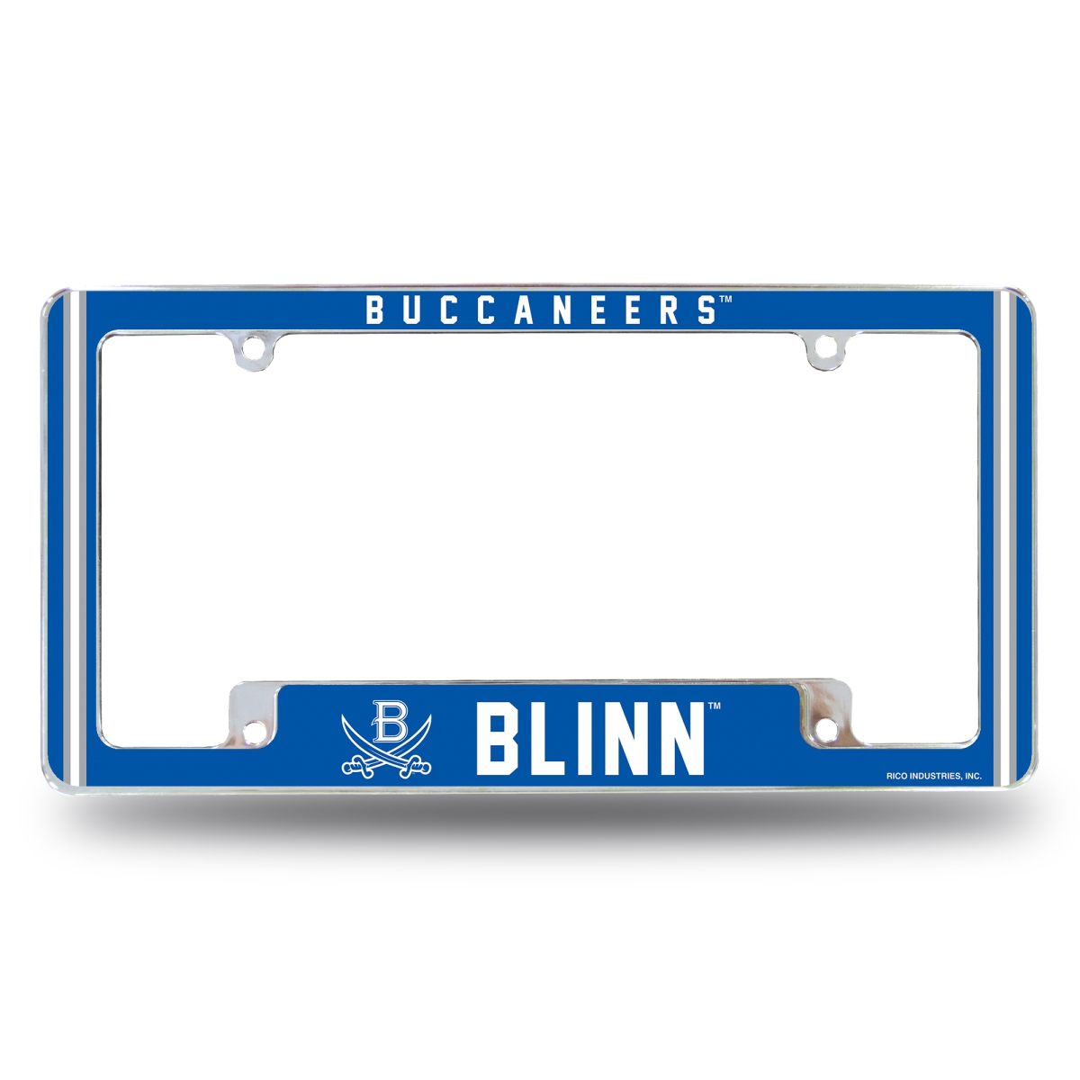 AFC264201B NCAA Blinn Buccaneers All Over Chrome License Plate Frame, 12 x 6 in.