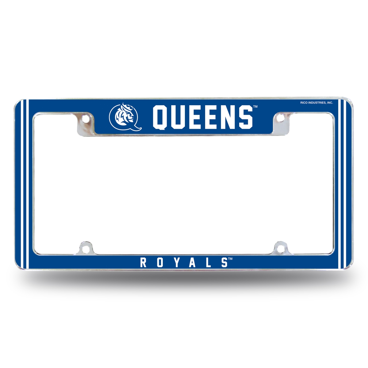 AFC132601T NCAA Queens Charlotte Royals All Over Chrome License Plate Frame, 12 x 6 in.