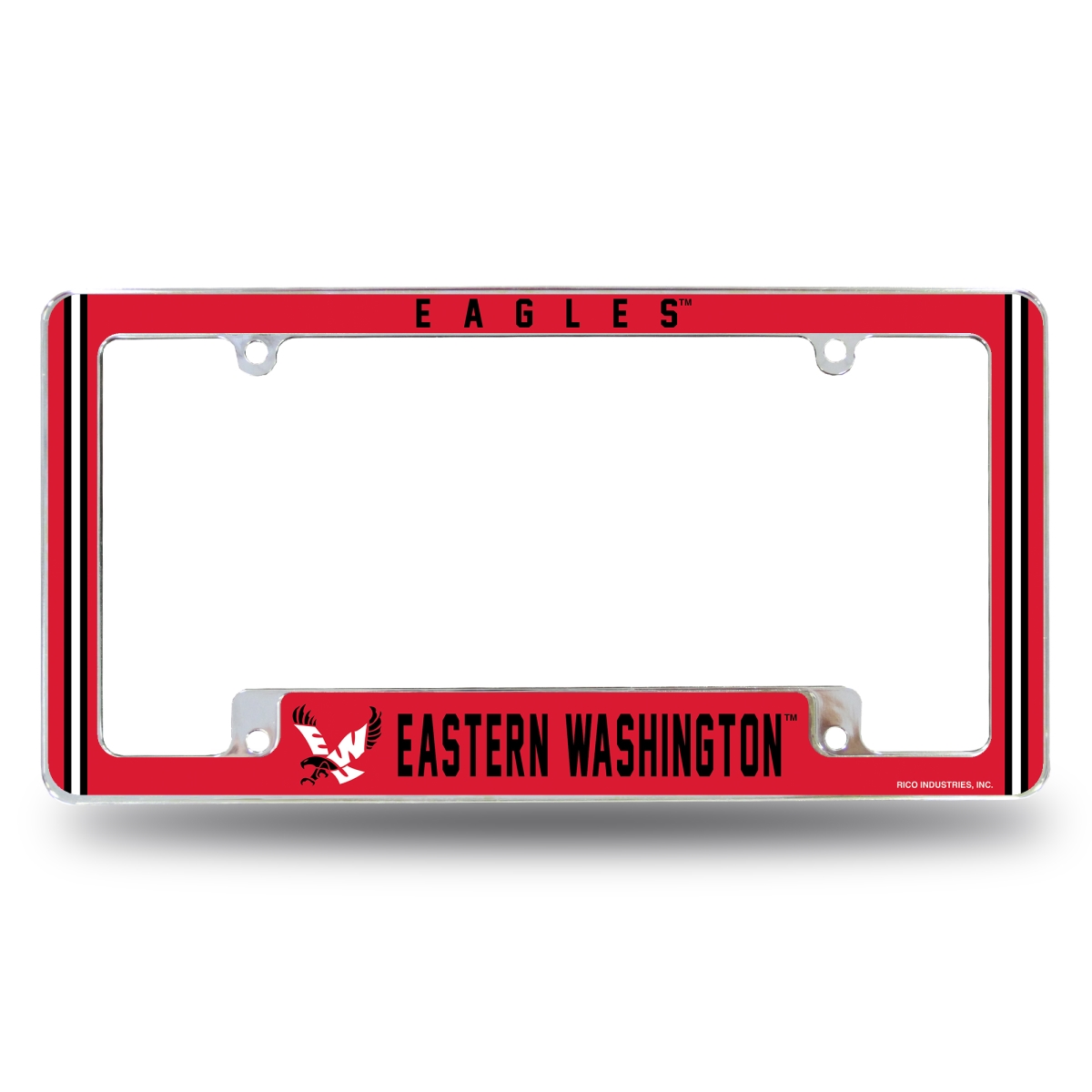 AFC491301B NCAA Eastern Washington Eagles All Over Chrome License Plate Frame, 12 x 6 in.