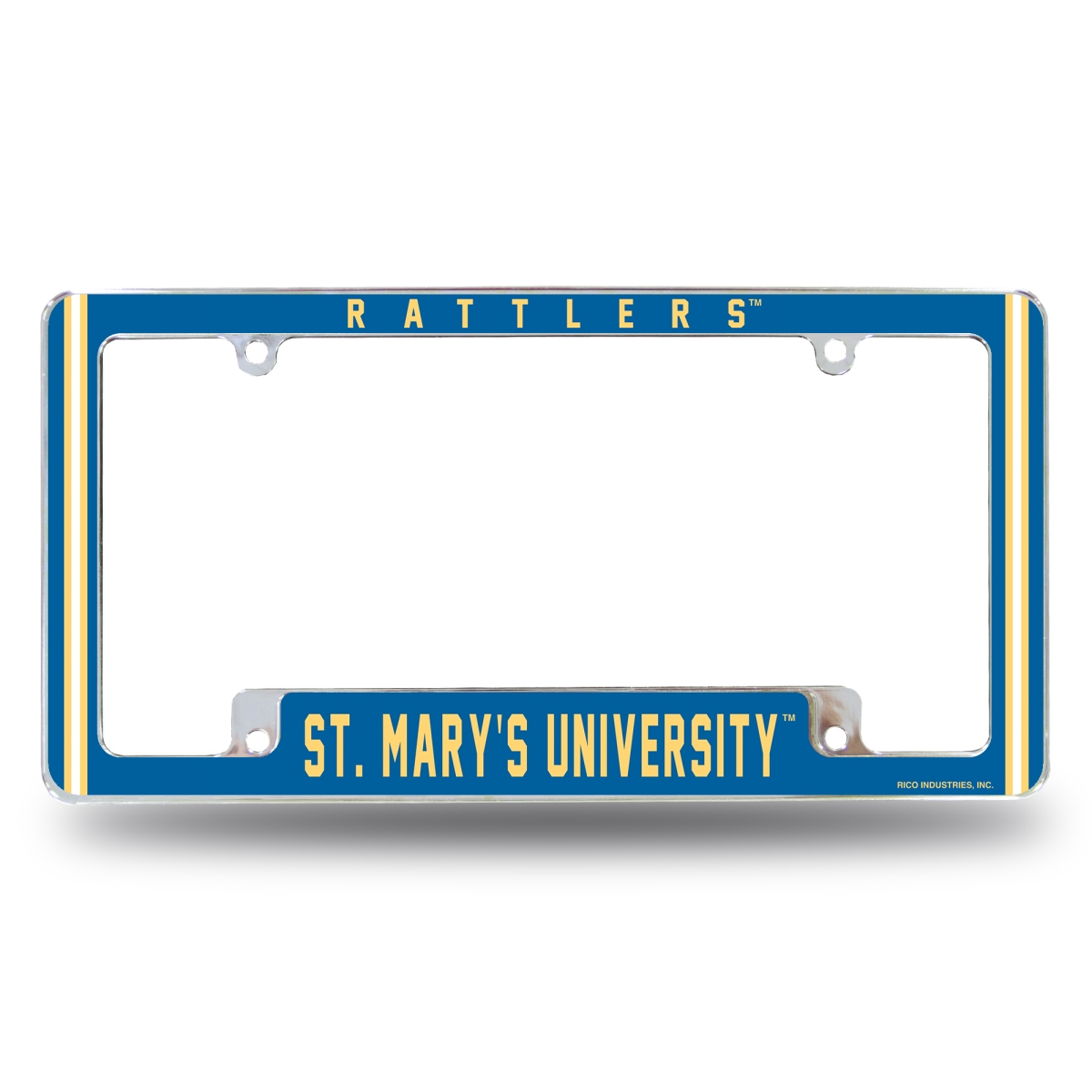 AFC264501B NCAA St Marys University Rattlers All Over Chrome License Plate Frame, 12 x 6 in.