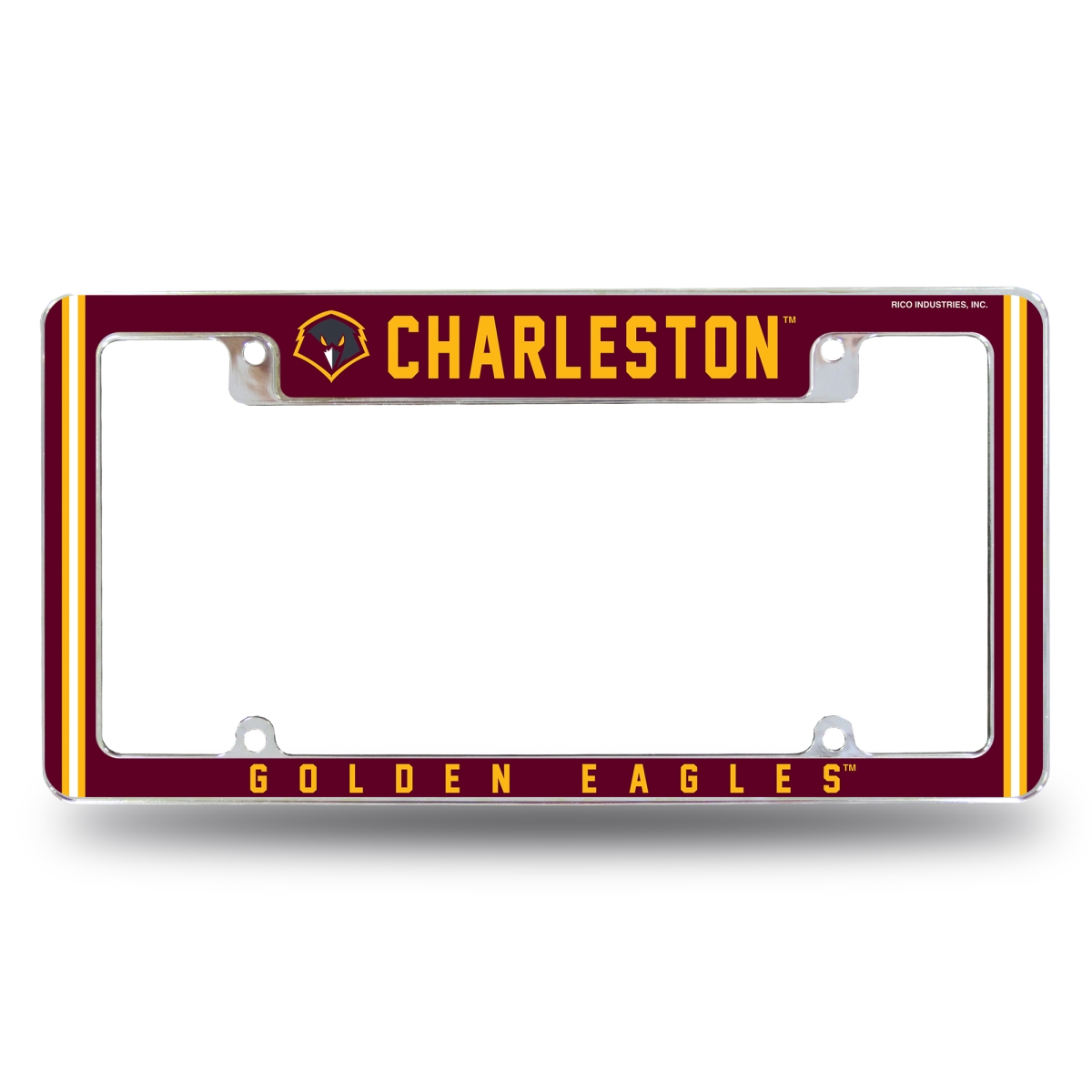 AFC280301T NCAA Charleston Golden Eagles All Over Chrome License Plate Frame, 12 x 6 in.