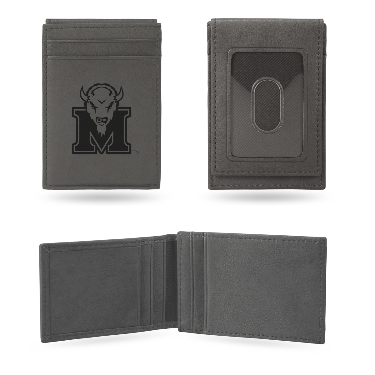 LEFPW280201GY NCAA Marshall Thundering Herd Gray Laser Engraved Front Pocket Wallet