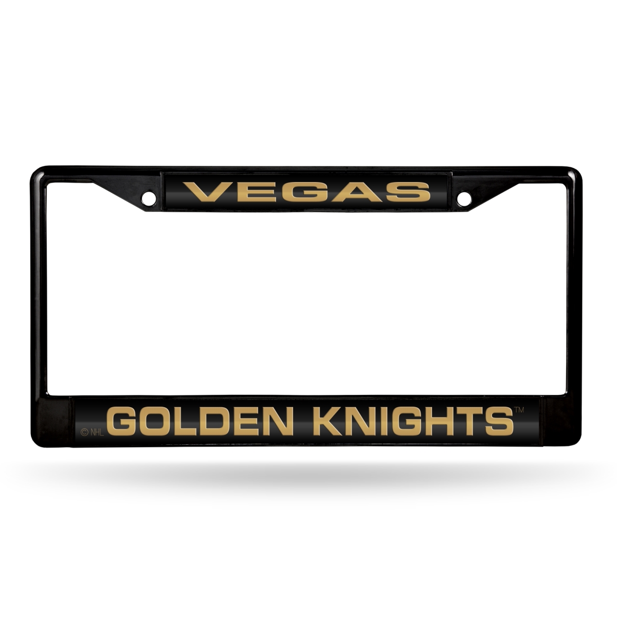 FCLB9901 NHL Hockey Vegas Golden Knights Black Laser Cut Chrome License Plate Frame, 12 x 6 in.