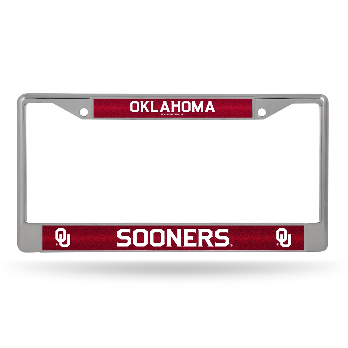 FCGL230202 NCAA Oklahoma Sooners Classic Bling License Plate Chrome License Plate Frame, 12 x 6 in.