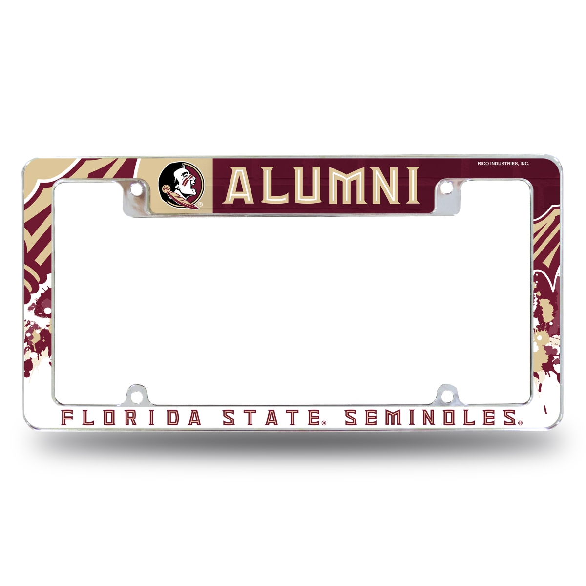 AFCA115249CT 12 x 6 in. NCAA Florida State Seminoles Alumni with All Over Automotive License Plate Frame - Chrome