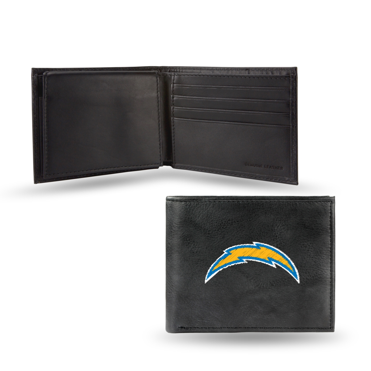 RBL3402 3.25 x 4.25 in. NFL Football Los Angeles Chargers Embroidered Genuine Leather Billfold Wallet for Slim