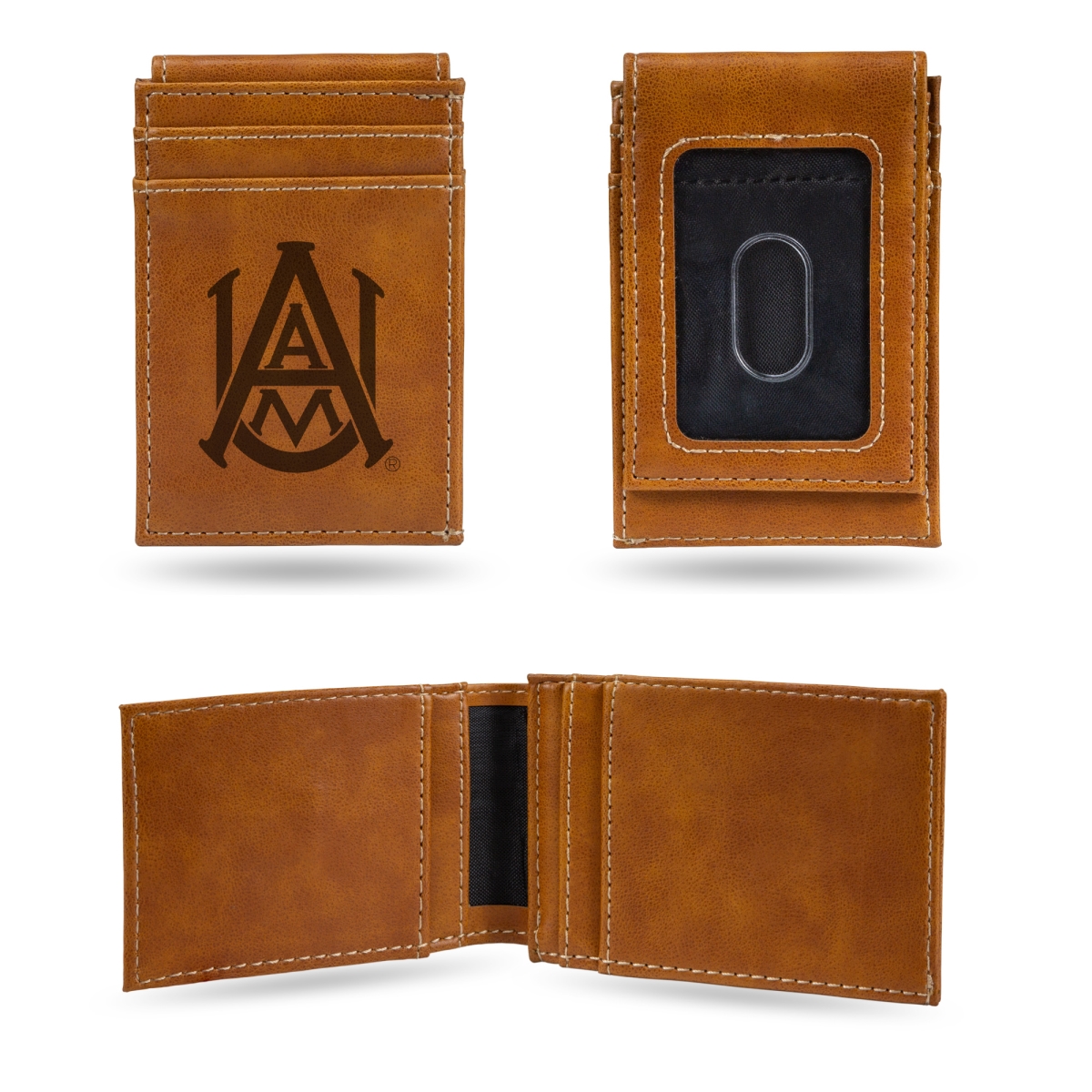 Picture of Rico Industries LEFPW150501BR NCAA Alabama A&M Bulldogs Brown Laser Engraved Front Pocket Wallet