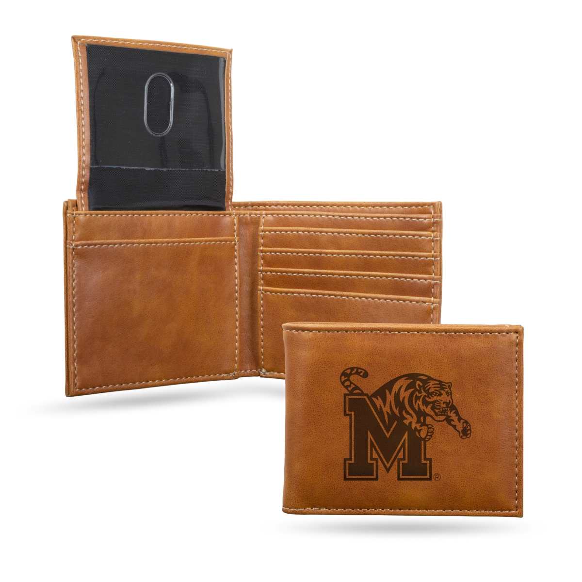 LEBIL180802BR NCAA Memphis Tigers Brown Laser Engraved Bill-Fold Wallet