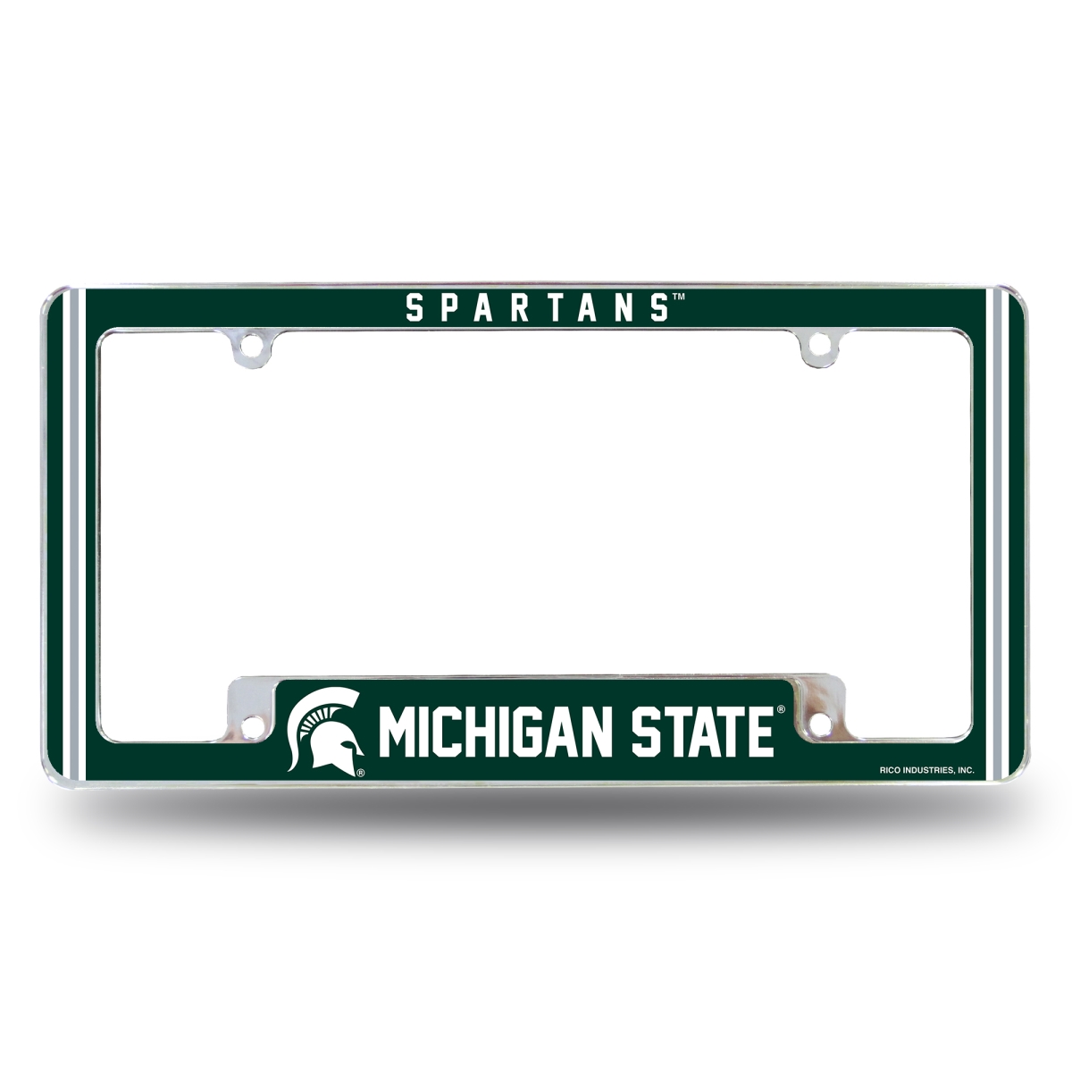AFC220110B NCAA Michigan State Spartans Classic All Over Chrome License Plate Frame, 12 x 6 in.