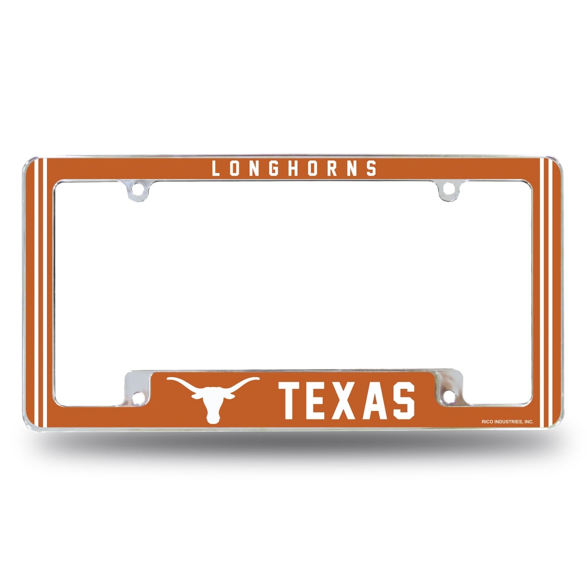 AFC260110B NCAA Texas Longhorns Classic All Over Chrome License Plate Frame, 12 x 6 in.