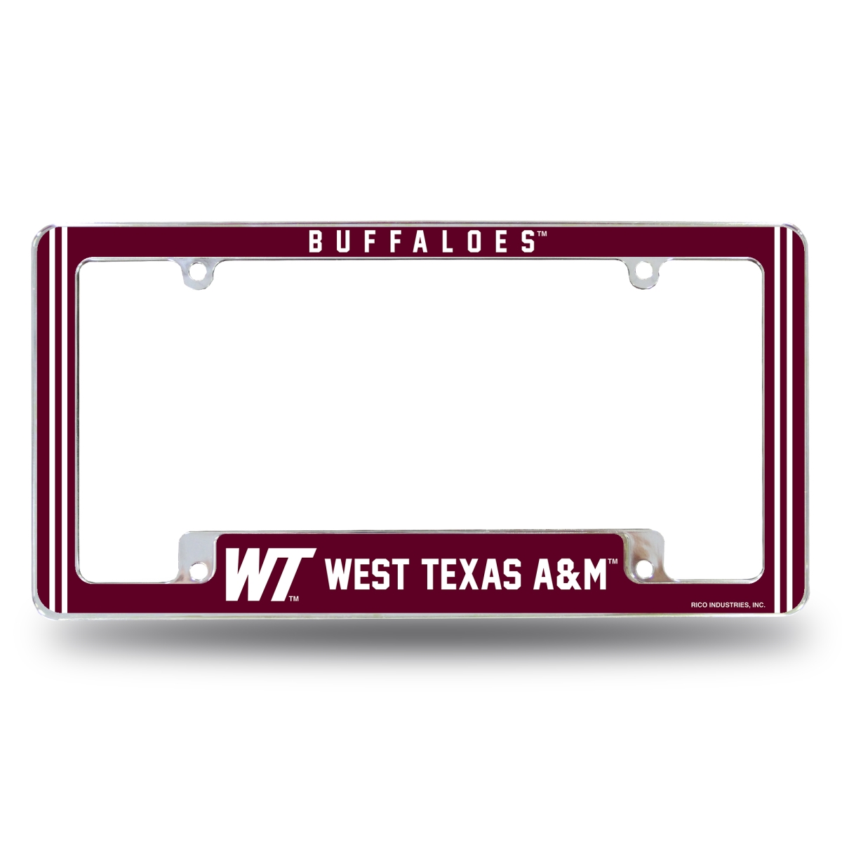 AFC261810B NCAA West Texas A&m Buffalos Classic All Over Chrome License Plate Frame, 12 x 6 in.