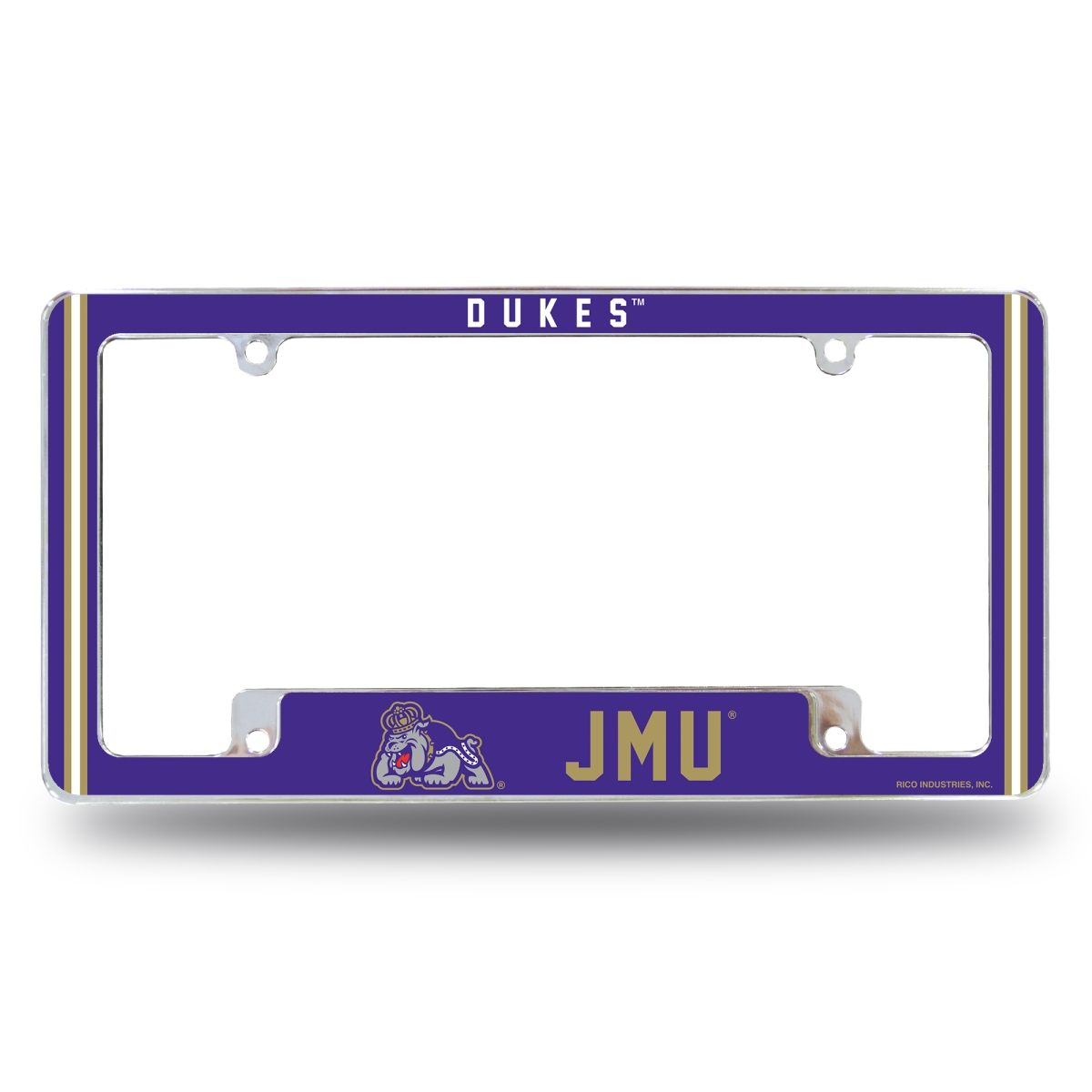 AFC340410B NCAA James Madison Dukes Classic All Over Chrome License Plate Frame, 12 x 6 in.